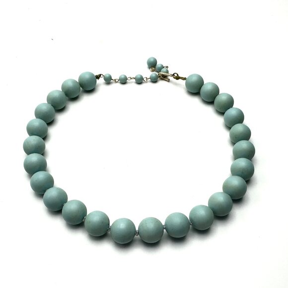 Vintage Baby Blue Celluloid Bead Necklace — 17" — EUC - Picture 1 of 9